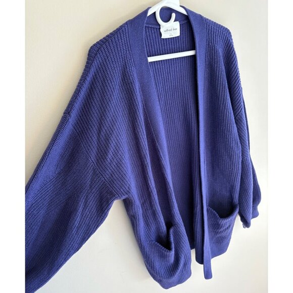 Aritzia Wilfred Free Unwind Cozy Open Front Wool Chunky Cardigan Purple Size XL - Picture 5 of 13